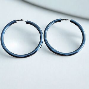 HOOP MOBB Jumbo Baby Fat Hoop Earrings - Gunmetal